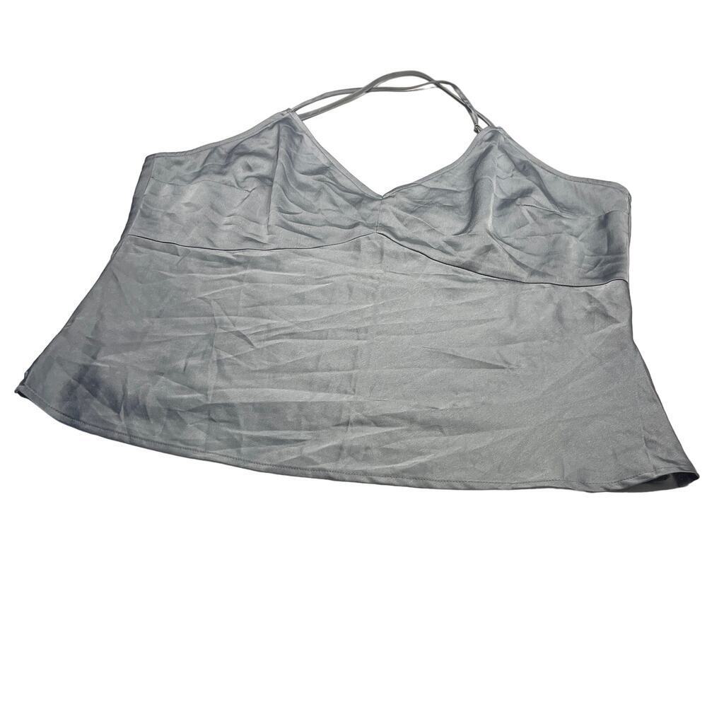 Abercrombie & Fitch Blue V-Neck Satin Crop Top Size Large